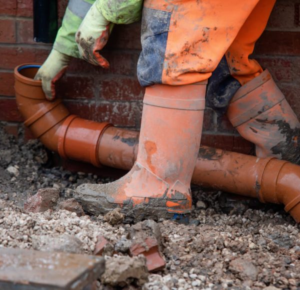 groundworker-montage-tuyau-drainage-plastique-pour-connecter-tuyau-descente-du-toit-au-sous-sol